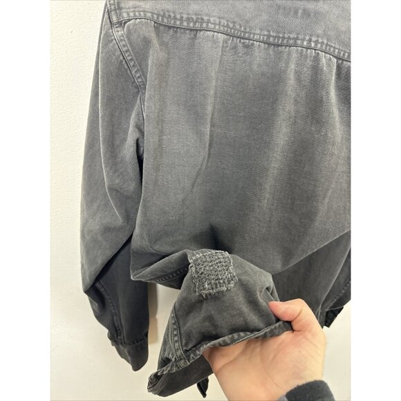 SuperDry Commodity Edition 40Cm Large Black Denim Distressed Button Shirt - Picture 6 of 10